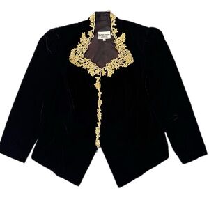 Vintage Nah Nah Collection by Jonathan Tait black velvet top metallic gold trim